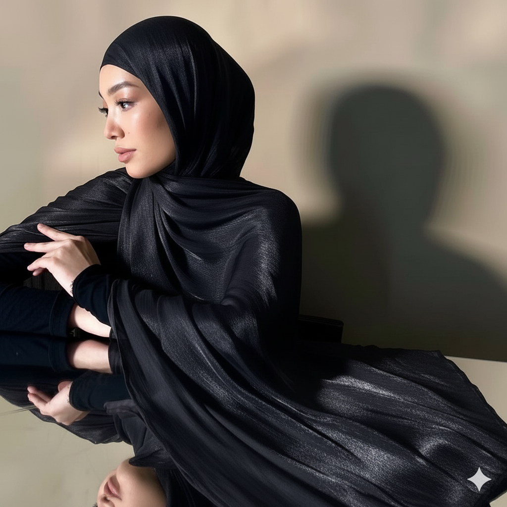 Shimmer Hijab Silk Chiffon Crepe Crinkle